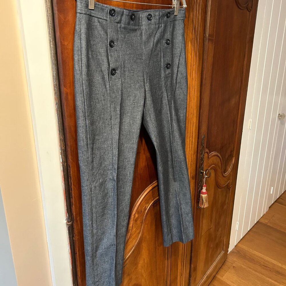 Banana Republic Sloan Sailor Mariner Buttons Chino Pant in Bluish Grey, size 8